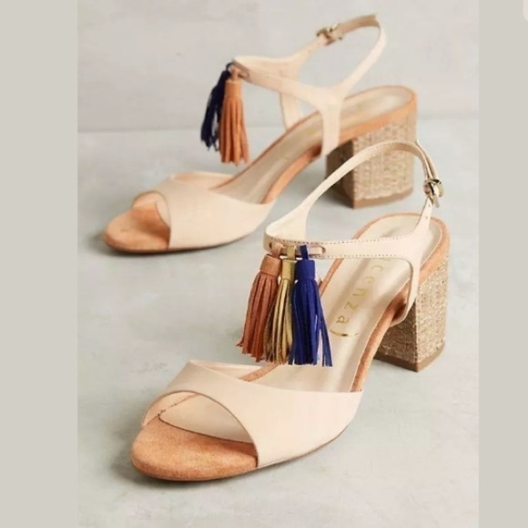 Anthropologie Vicenza Stack Heel Tassel Sandal, Size 7 - Picture 14 of 16